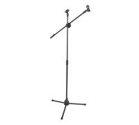KIMISS Supporto per Microfono Stabile Treppiede Antiscivolo Supporto per Microfono da Pavimento Ad Altezza Regolabile con Clamp/Holder per Telefono per Discorsi da Concerto