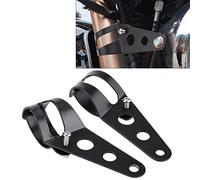 KIMISS Supporto per Montaggio Staffa Faro Moto - Design Universale a Forcella Nera per Vari Modelli - Costruzione in Ferro Resistente (BLACK)