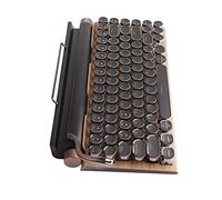 KIMISS Tastiera per macchina da scrivere 83, senza fili, Bluetooth, tasti meccanici, vintage, con tappo rotondo in metallo, colore venature del legno (colore venature del legno)