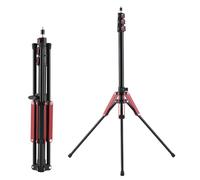 KIMISS Treppiede con Supporto per Luce - Supporto per Luce Video in Lega di Alluminio da 189 Cm/74,4 Pollici con Vite da 1/4 di Pollice, capacità di Carico di 5 Kg LED, Softbox, Riflettore (rosso)