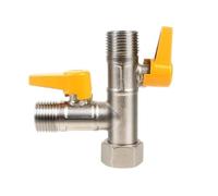 KIMISS Valvola Deviatrice Doccia in Ottone a 3 Vie, Placcata Resistente, con Giunto Girevole a 360 Gradi, per Bagno, Cucina, RV, Adattatore T Universale G1, 2 Pollici, Argento Giallo