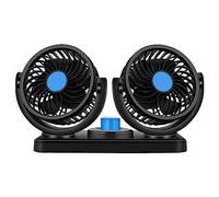 KIMISS Ventilatore per Auto a Doppia Testa 12V 6,5W Ventola di Circolazione Elettrica per Raffreddamento Ad Aria - Velocità Regolabile, Portatile e Ruotabile Multi-angolo per un Maggiore Comfort nel
