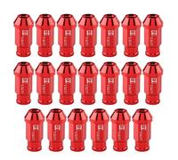 KIMISS Vite per pneumatici in alluminio per auto, dadi per ruote 20 pezzi Fissare il dado del volante M12X1.5 (rosso)