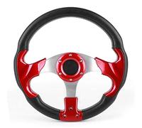 KIMISS Volante da 320 Mm/12,5 Pollici per Auto Universali - Colore Rosso PVC con Pulsante Clacson, Perfetto per Veicoli Modificati