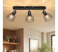 Kimjo E14 Faretto da Soffitto Nero, Plafoniera LED Faretti Orientabile, Lampadario Faretto con 3 Luci, Moderno Lampada da Faretti Interno per Camera da Letto, Cucina, Soggiorno (Senza Lampadina)