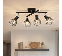 Kimjo Faretti LED Soffitto Orientabili, E14 Plafoniera LED Soffitto 4 Luci | Faretti da Soffitto con 4 Faretti, Moderno Lampada da Soffitto Nero per Camera da Letto, Cucina, Soggiorno, Senza Lampadina