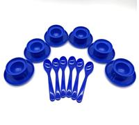 Kimmel Portauovo con cucchiaio, set da 6 portauovo e 6 cucchiai, in plastica, blu