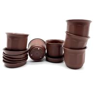 Kimmel Vaso da fiori da 6 cm, con sottovasi, set da 6 pezzi, marrone