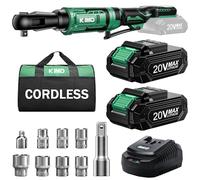 KIMO - Chiave a cricchetto elettrica a batteria da 20 V, 1/2", 400 giri/min, con 7 prese, asta di prolunga da 3 pollici, adattatore da 3/8 pollici