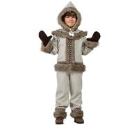 Kimokawaii Costume Eschimese 3-4 Anni Unisex Completo con Cappuccio, Giacca, Pantaloni e Guanti per Bambini
