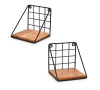 Kimona Floating Shelves Iron & Acacia Wood Rustic Wood Display Storage Shelf for Bedroom, Kitchen, Home Décor (Set of 2), (5" X 5" X 5")
