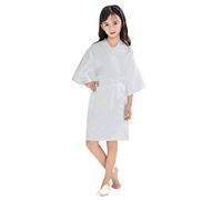 Kimono Bambina e Ragazze Vestaglia Vestito Cinese Bambini Raso Kimono Accappatoio Giapponese Lunga Estivo Indumenti da Notte per Terme Nozze Compleanno Vestito da Festa (B-White, 8-9 Anni)