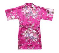 Kimono Bambina e Ragazze Vestaglia Vestito Cinese Pigiama Accappatoio Giapponese Lunga EstivaPavone e Fiori Partito Nozze Pigiameria Robe,Bambini RasoSeta Kimono Accappatoio (Hot Pink, 3-4 Years)