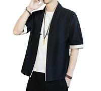 Kimono Cardigan Cappotto Onda Design Allentato Squisito Multiuso Abbigliamento Uomo Su mmer Outfit Giappone Cinese Costume Giapponese Nero Nero 3XL, Nero 4XL, 8