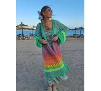 Kimono Cardigan In Maglia A Maniche A Campana Colorato Boho Di Lusso Per Donne