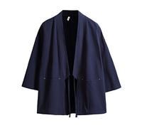 Kimono Cardigan Piuma Giapponese Yukata Casual Capispalla Uomo Abbigliamento Samurai Estate Beach Kimono Blu Navy M