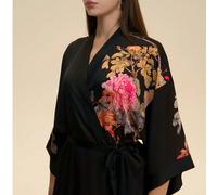 Kimono con stampa floreale a maniche 3/4 di media lunghezza, giacca leggera, elegante e casual, abbigliamento esterno ampio adatto per strada, spiaggia, viaggio, vacanza, accappatoio leggero, con cint