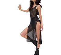 Kimono Corto Grembiule da Spiaggia Scavato da Donna Bikini da Spiaggia per Vacanze al Mare Costume da Bagno Micro Flash con Grembiule Esterno e Vestiti per la Maglie Particolari Sexy (Black, M)