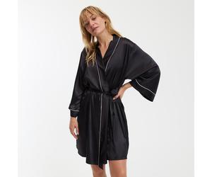 Kimono corto in raso Nero L Tinta unita