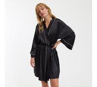 Kimono corto in raso Nero XXL Tinta unita