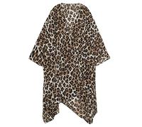 Kimono da donna cardigan lungo chiffon floreale costume da bagno coprono bohémien Beachwear bikini scialle top, Marrone leopardato., Taglia unica más