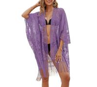 Kimono da Spiaggia Pizzo Sexy per Donne, Copricostume Elegante con Frange, Trasparente, Ideale per Mare e Vacanze