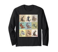 Kimono da Yoga retrò con Gatti Giapponesi Ukiyo-e Art Maglia a Manica