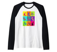 Kimono da Yoga retrò con Gatti Giapponesi Ukiyo-e Art Maglia con Maniche Raglan