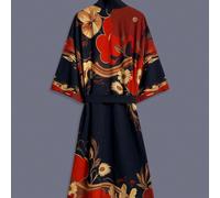 Kimono di media lunghezza con stampa retrò, giacca sottile, elegante per feste, stile casual da strada, adatto per primavera/estate, spiaggia, viaggi, vestaglia leggera, abito da costume, vacanza, col