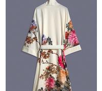 Kimono di stile giapponese con stampa floreale di rose, manica 3/4 di media lunghezza, giacca sottile, elegante per feste/casual da strada, abbigliamento da spiaggia/resort, accappatoio leggero, con c