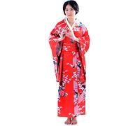 Kimono Donna Giapponese in Satin 3 Pezzi con Caftano Lungo,Obi e Supporto Posteriore Vestaglia Sposa Estiva Costume Carnevale Geisha Accappatoio Hawaiana Yukata Camera Elegante Copricostume Mare