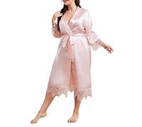 Kimono Donna in Raso Corto Indumenti Notte la Stagioni per Bagno Confortevole Vestaglie da Sposa Morbido Moda 2024 Accappatoio Leggere Cintura in Vita Vestaglia Elegante Donna