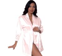 Kimono Donna V730 Fioreblu Lingerie in raso lucido con pizzo alle maniche