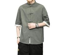 Kimono Giacca Uomo Abbigliamento Tradizionale Cinese Lino Hanfu Top Manica Lunga Tang Suit Camicia Kung Fu, EN8, L