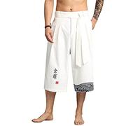 Kimono giapponese Pantaloni Tradizionali Uomini Abbigliamento Asiatico Pantaloni Da Bagno Casual Allentato Maschio Stile Giappone Pantaloni Ritagliati Bianco 3XL Peso 85-95KG