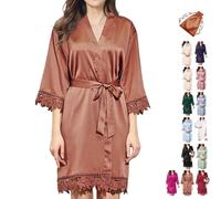 Kimono in pizzo da sposa vestaglia da sposa accappatoio di seta indumenti da notte abiti in raso da donna abito da sposa in seta damigella d'onore