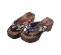 Kimono infradito tradizionali giapponesi Pantofole Zoccoli in Legno da Donna,Sandali Geta Tradizionali Giapponesi Zoccoli in Legno Flip flops,infradito Tacchi alti Pantofole (Size:EU 37,Color:Viola)
