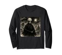 Kimono Katana Alien Samurai Warrior Zen Sumi-E Vintage Maglia a Manica