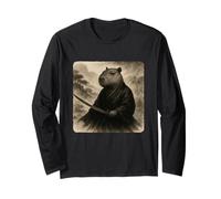 Kimono Katana Capibara Samurai Warrior Zen Sumi-E Vintage Maglia a Manica