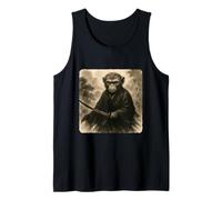 Kimono Katana con Scimmia Samurai Guerriero Zen Sumi-E Vintage Canotta