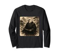 Kimono Katana Eagle Samurai Warrior Zen Sumi-E Vintage Maglia a Manica