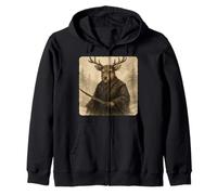 Kimono Kimono da Guerriero Samurai con Renna Zen Sumi-E Vintage Felpa con Cappuccio