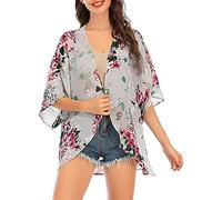 Kimono Kimono - Vestito da spiaggia da donna, in chiffon con maniche a pipistrello, ideale per la spiaggia