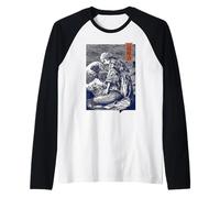 Kimono surreale Donna Arte Giapponese Woodblock Maglia con Maniche Raglan