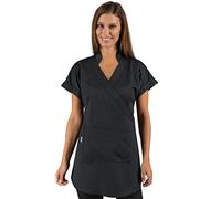 Kimono Tahiti Nero Elegante Scollo Coreano Con Scollatura A V 004571 (XL)