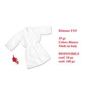 Kimono TNT monouso 35 gr colore bianco MADE IN ITALY conf. 10 pz e 100 pz