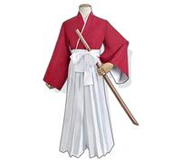 Kimono tradizionale giapponese, uniforme da samurai, Hakama, Bushi, costume per feste di Halloween, cosplay (10, rosso, M)