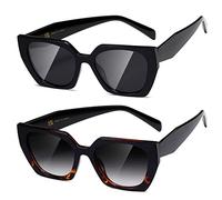 kimorn Occhiali da sole per le donne Uomini Trendy Retro Trendy Occhiali da sole 90's Vintage Y2K Oversize Square Frame Shades Sunnies K1354 (Nero+Lente grigio sfumato nero-tartaruga Frame)