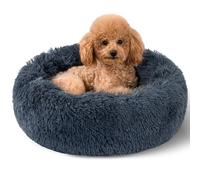 kimpets Cuccia calmante per cani di taglia piccola e media, rotonda, a ciambella, lavabile, antiscivolo, in finta pelliccia, soffice ciambella, coccolone, ansia, cuccia per gatti (50,8 cm)