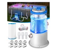 KimPump Pompa filtrante per piscina luminosa da 1000 GPH per piscine fuori terra | Luce LED blu integrata, alloggiamento trasparente per monitoraggio della circolazione e filtrazione dell'acqua in